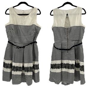 Danny & Nicole Sleeveless Stripe Lace Fit-And-Flare Dress - Petite 16 P NWT